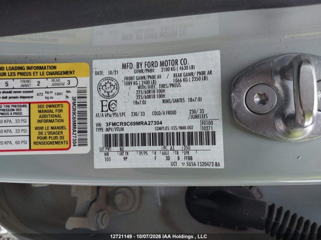 3FMCR9C69MRA27304 Ford Bronco Sport Outer Banks