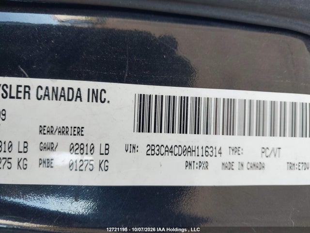 Продаж на аукціоні авто 2010 Dodge Charger, vin: 2B3CA4CD0AH116314, номер лоту: 12721195