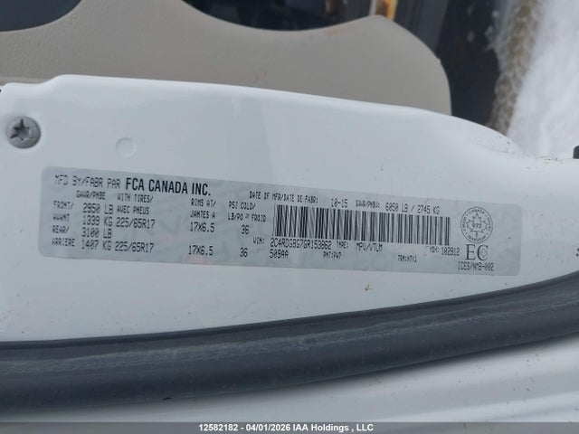 12582182 :رقم المزاد ، 2C4RDGBG7GR153862 vin ، 2016 Dodge Grand Caravan Se/sxt مزاد بيع