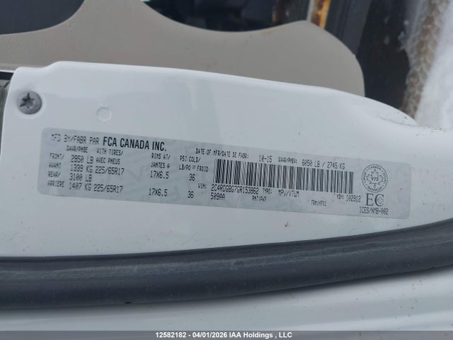 12582182 :رقم المزاد ، 2C4RDGBG7GR153862 vin ، 2016 Dodge Grand Caravan Se/sxt مزاد بيع