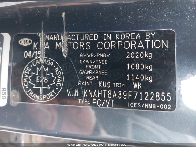 KIA Rondo 2015 KNAHT8A39F7122855 Image 9