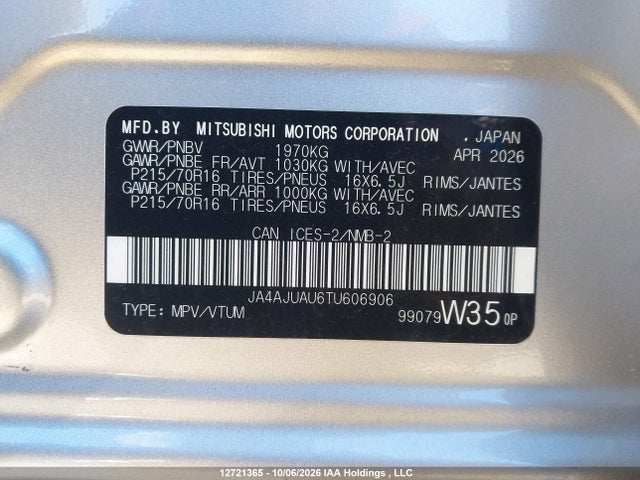 JA4AJUAU6TU606906 Mitsubishi RVR ES