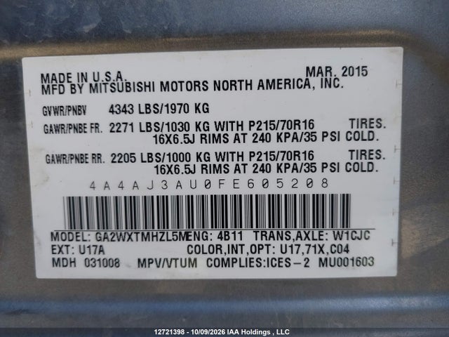 Mitsubishi RVR 2015 4A4AJ3AU0FE605208 Image 18
