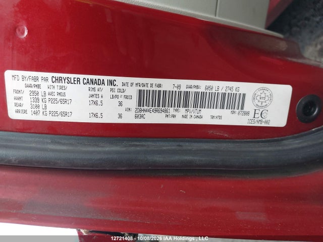 Aukcja sprzedaży 2009 Dodge Grand Caravan Se, vin: 2D8HN44E49R694861, numer aukcji: 12721408