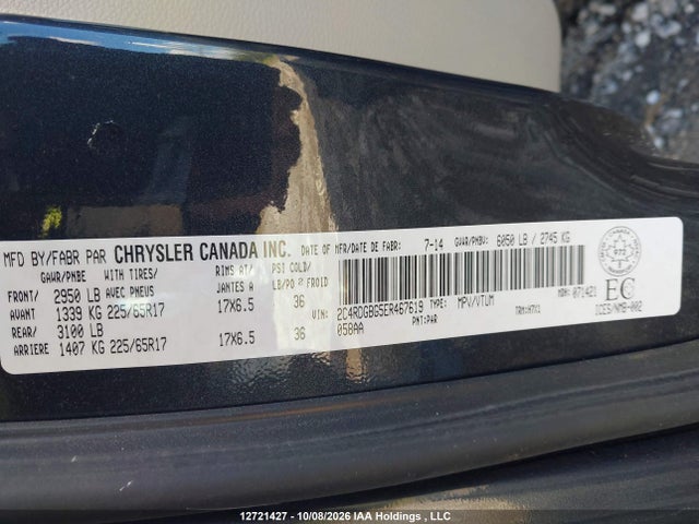 12721427 :رقم المزاد ، 2C4RDGBG5ER467619 vin ، 2014 Dodge Grand Caravan Se/sxt مزاد بيع