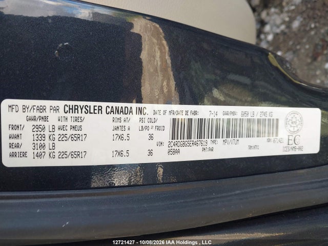 12721427 :رقم المزاد ، 2C4RDGBG5ER467619 vin ، 2014 Dodge Grand Caravan Se/sxt مزاد بيع
