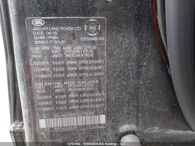 Land Rover LR4 2016 SALAG2V69GA778495 Image 9