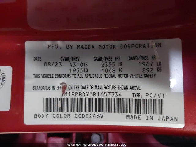 JM1BPBDY3R1657334 Mazda 3 Gt
