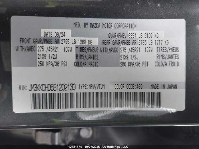 JM3KKDHD5S1202130 Mazda Cx-90 Premium