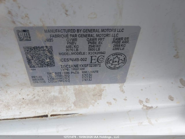 1GC1KNEYXSF323871 Chevrolet Silverado K2500 Heavy Duty Lt