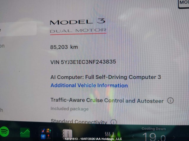 Продажа на аукционе авто 2022 Tesla Model 3 Performance, vin: 5YJ3E1EC3NF243835, номер лота: 12721513