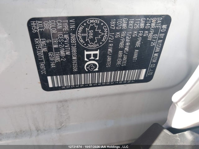 JN8BT3BB9SW163508 Nissan Rogue Sv/rock Creek