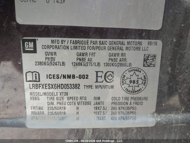 Aukcja sprzedaży 2017 Buick Envision Premium I, vin: LRBFXESX6HD053382, numer aukcji: 12691339