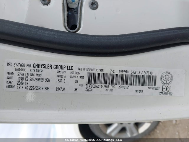 12714502 :رقم المزاد ، 3C4PDCCG9CT147308 vin ، 2012 Dodge Journey Sxt   Crew مزاد بيع