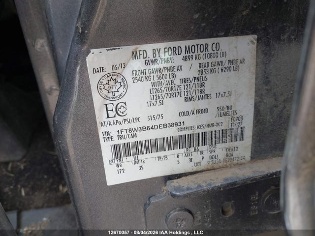 Продаж на аукціоні авто 2013 Ford Super Duty F-350 Srw Xlt, vin: 1FT8W3B64DEB38931, номер лоту: 12670057