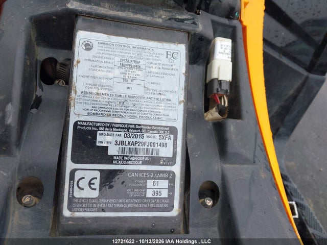 Can-Am Outlander 1000 Xt/1000 Xt-p 2015 3JBLKAP29FJ001498 Image 13