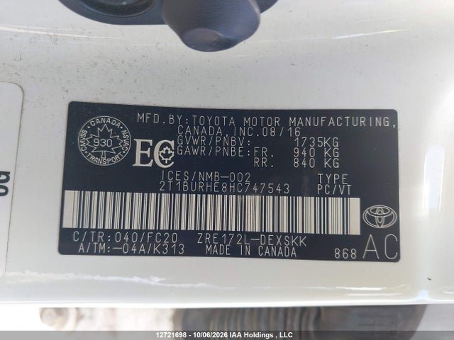 Toyota COROLLA SE 2017 2T1BURHE8HC747543 Image 20