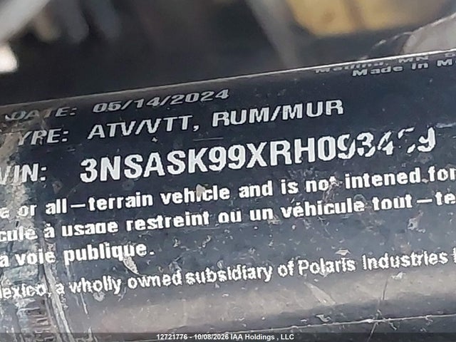 Продажа на аукционе авто 2024 Polaris Rzr Trail S 1000 Ultimate, vin: 3NSASK99XRH093459, номер лота: 12721776