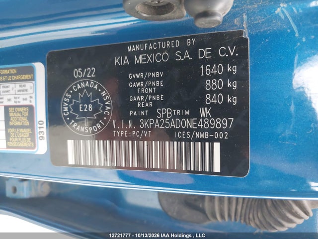 KIA RIO S 2022 3KPA25AD0NE489897 Image 9