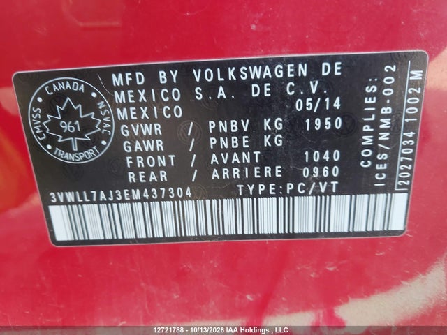 Продаж на аукціоні авто 2014 Volkswagen Jetta Tdi, vin: 3VWLL7AJ3EM437304, номер лоту: 12721788