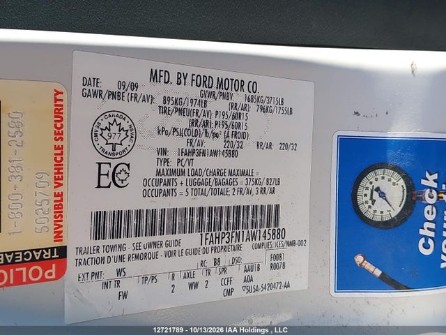 Auction sale of the 2010 Ford Focus Se, vin: 1FAHP3FN1AW145880, lot number: 12721789