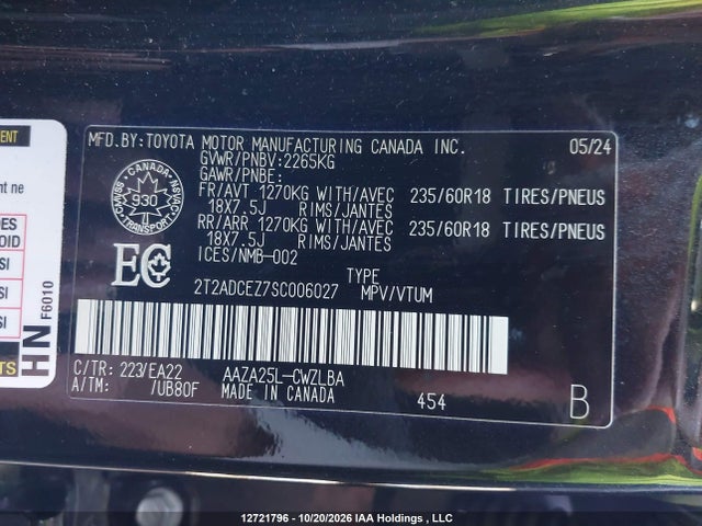 Auction sale of the 2025 Lexus Nx 250, vin: 2T2ADCEZ7SC006027, lot number: 12721796