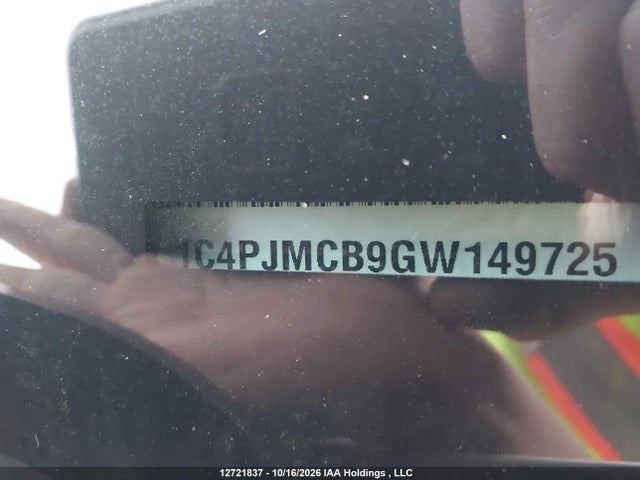12721837 :رقم المزاد ، 1C4PJMCB9GW149725 vin ، 2016 Jeep Cherokee North مزاد بيع