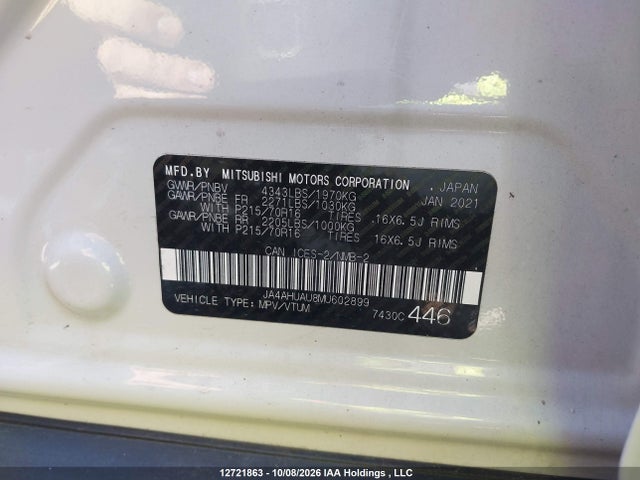 Продажа на аукционе авто 2021 Mitsubishi Rvr Es/se, vin: JA4AHUAU8MU602899, номер лота: 12721863