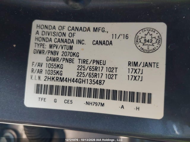 Honda CR-V SE 2016 2HKRM4H44GH135487 Image 9