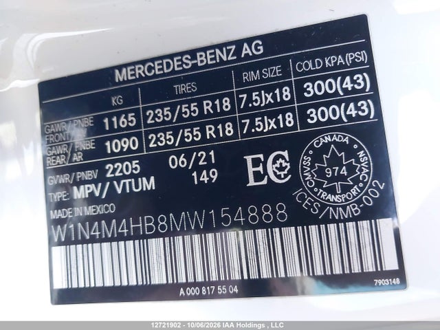 W1N4M4HB8MW154888 Mercedes-Benz Glb 250 4matic