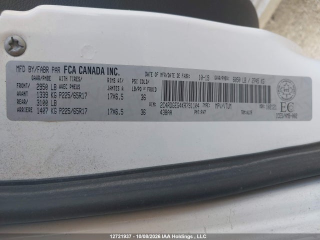 Dodge Grand Caravan Gt 2019 2C4RDGEG4KR791104 Image 19