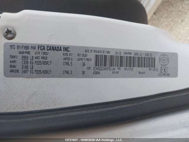Dodge Grand Caravan Gt 2019 2C4RDGEG4KR791104 Image 9