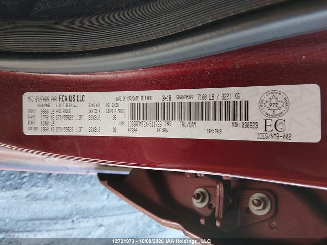 Aukcja sprzedaży 2019 Ram 1500 Big Horn/lone Star, vin: 1C6SRFMT2KN511728, numer aukcji: 12721973
