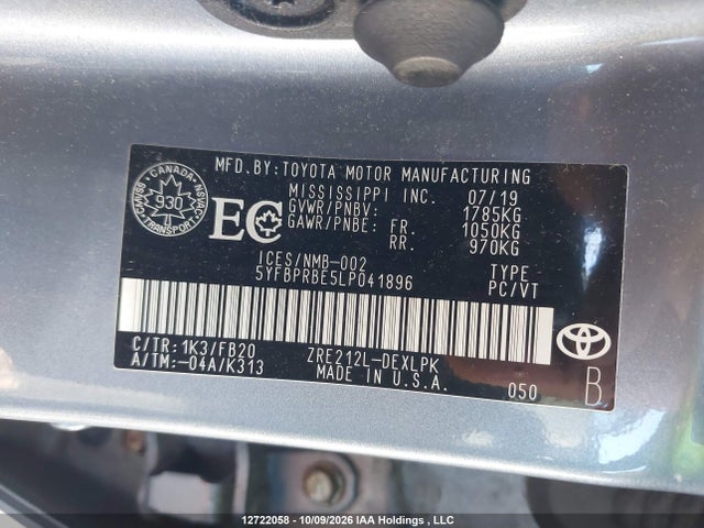 5YFBPRBE5LP041896 Toyota COROLLA LE