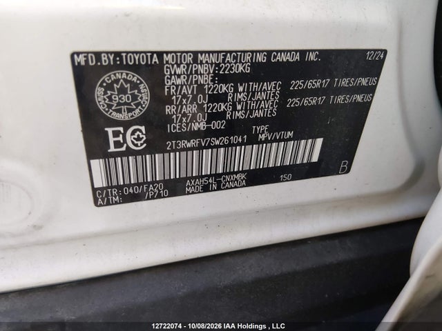 Aukcja sprzedaży 2025 Toyota Rav4, vin: 2T3RWRFV7SW261041, numer aukcji: 12722074