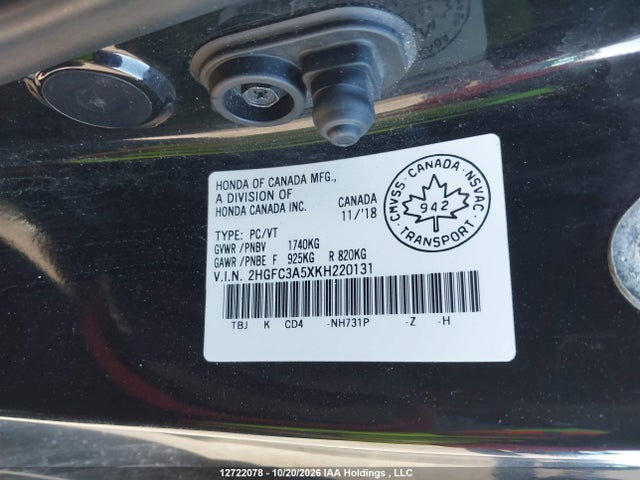 Auction sale of the 2019 Honda Civic Si Si, vin: 2HGFC3A5XKH220131, lot number: 12722078