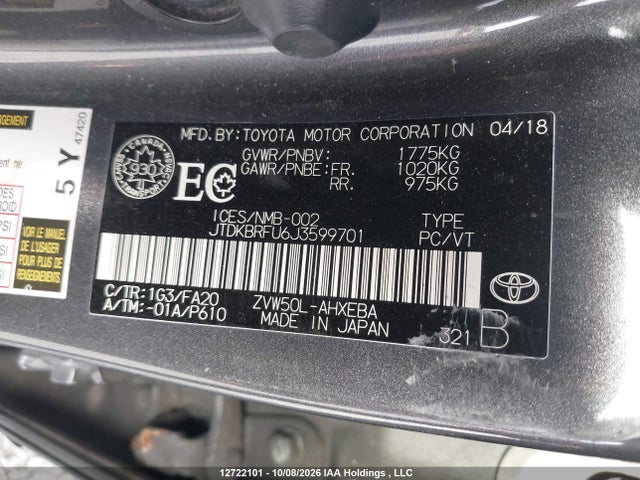 Toyota Prius 2018 JTDKBRFU6J3599701 Image 9