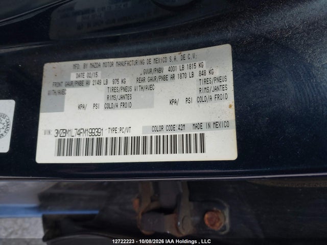 3MZBM1L74FM199391 Mazda 3 TOURING