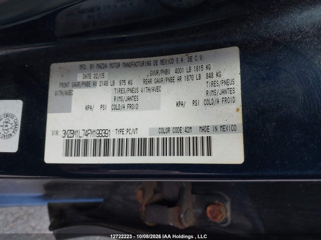 3MZBM1L74FM199391 Mazda 3 TOURING