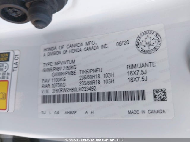 Honda Cr-v Ex-l 2020 2HKRW2H80LH233492 Image 9