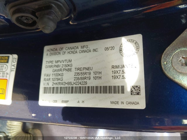 Honda Cr-v Touring 2020 2HKRW2H95LH224229 Image 19