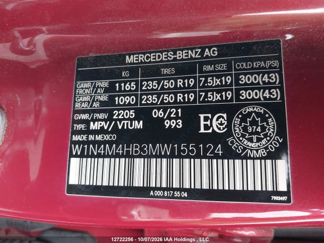 W1N4M4HB3MW155124 Mercedes-Benz Glb 250 4matic