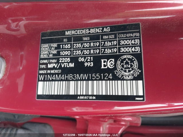 W1N4M4HB3MW155124 Mercedes-Benz Glb 250 4matic