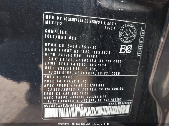 Volkswagen Tiguan 2018 3VV4B7AXXJM069598 Image 19