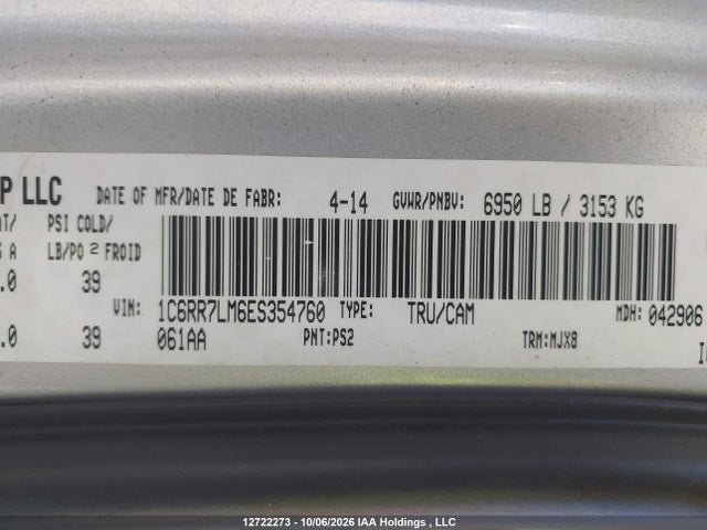 1C6RR7LM6ES354760 RAM 1500 Slt