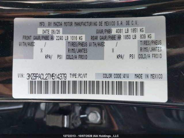 3MZBPACL2TM514379 Mazda 3 Preferred/carbon Edition