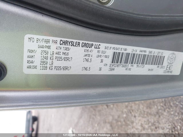 2015 Dodge Journey Cvp/se Plus მანქანა იყიდება აუქციონზე, vin: 3C4PDCAB7FT602815, აუქციონის ნომერი: 12722340
