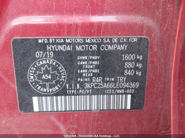 Auction sale of the 2020 Hyundai Accent Se/sel, vin: 3KPC25A66LE094369, lot number: 12722445