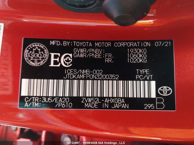 Toyota Prius Prime Upgrade 2022 JTDKAMFP0N3200352 Image 9