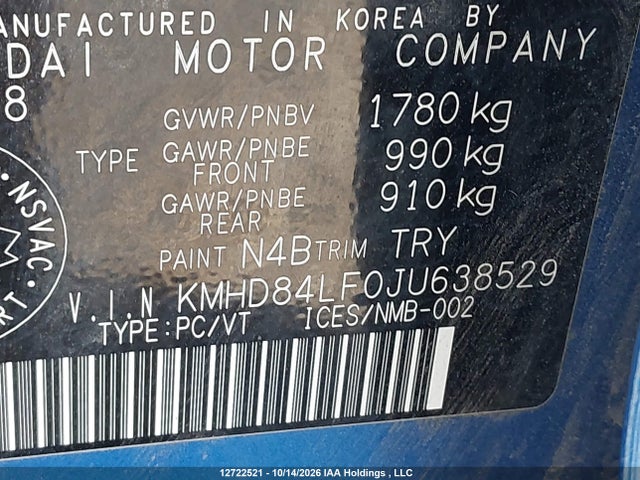 KMHD84LF0JU638529 Hyundai Elantra Sel/value/limited